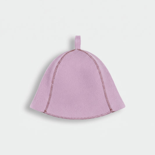 Traditional Lightweight Light Lavender Felt Sauna Hat - flat lay