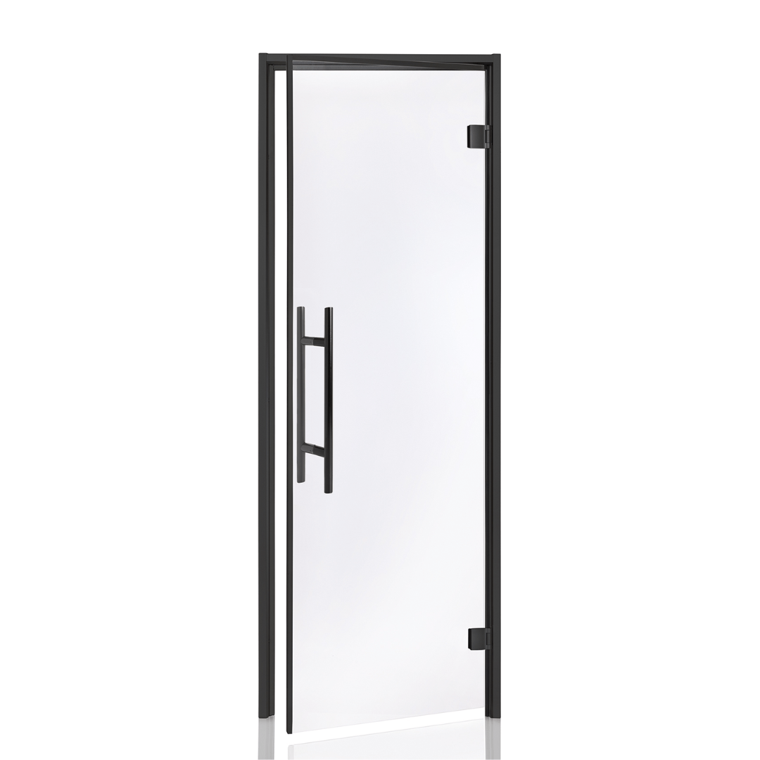 Glass Steam Room Door with Black Aluminium Frame (AU Lux / Left - Handed) Steam Room Door | Finnmark Sauna