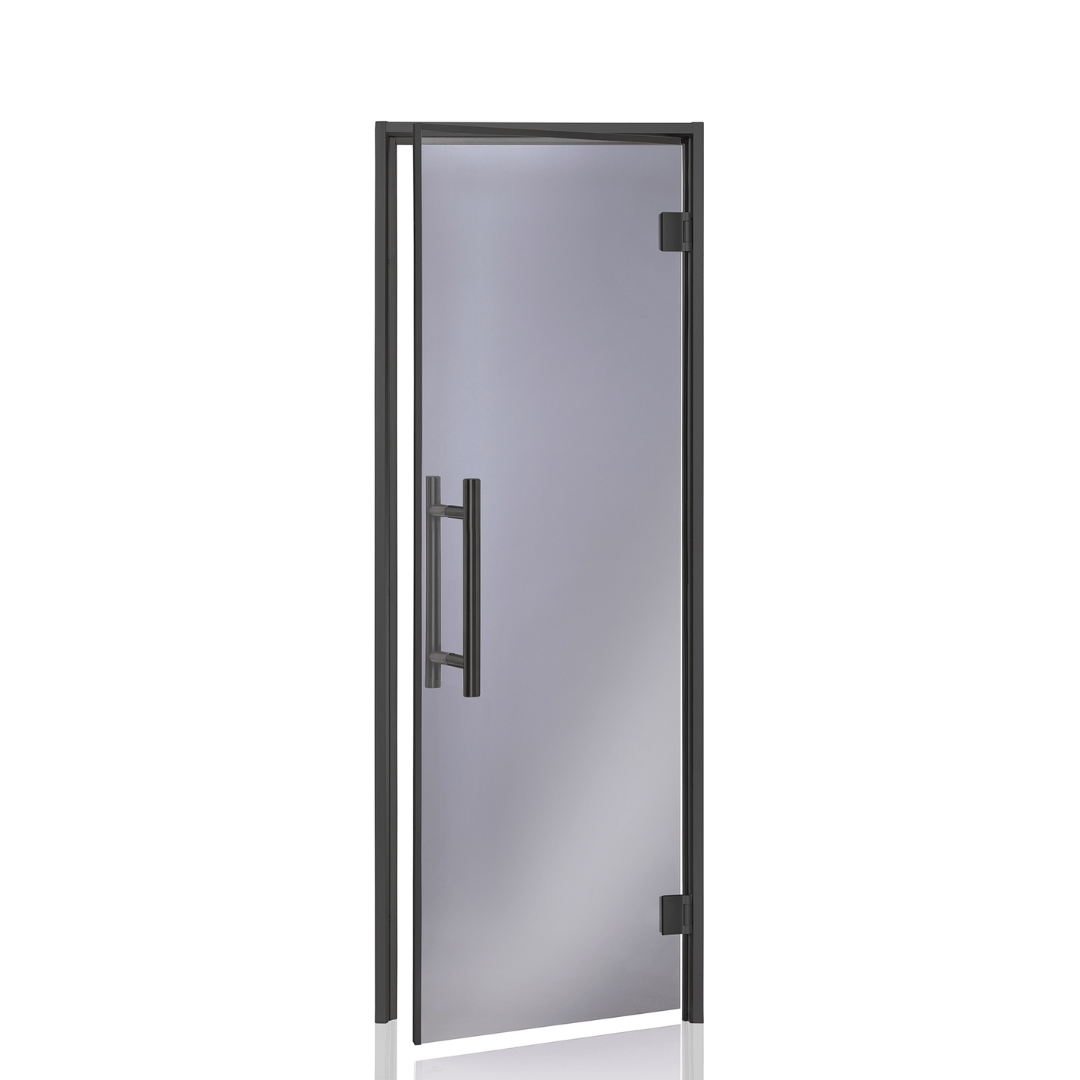 Glass Steam Room Door with Black Aluminium Frame (Benelux) Steam Room Door | Finnmark Sauna