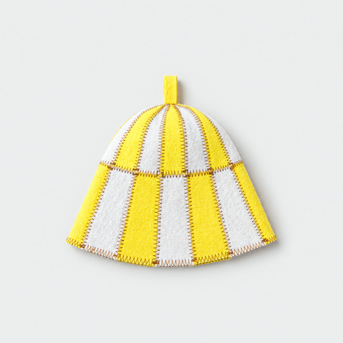 Sauna Hat Yellow/White (Polyester Felt) - flat lay