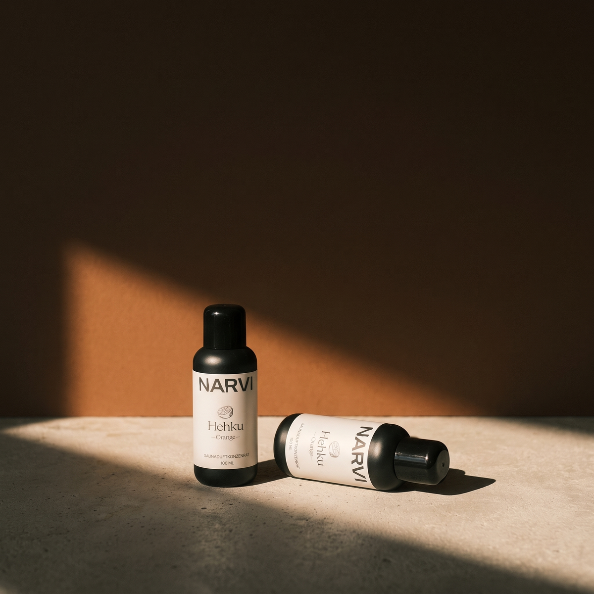 Orange Sauna Scent by Narvi (100ml) - lifestyle in sunlight