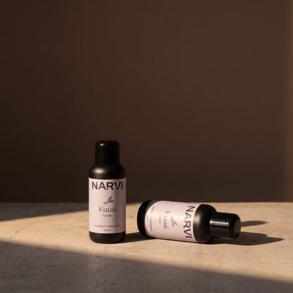 Spruce Sauna Scent by Narvi (100ml) - lifestyle in sunlight