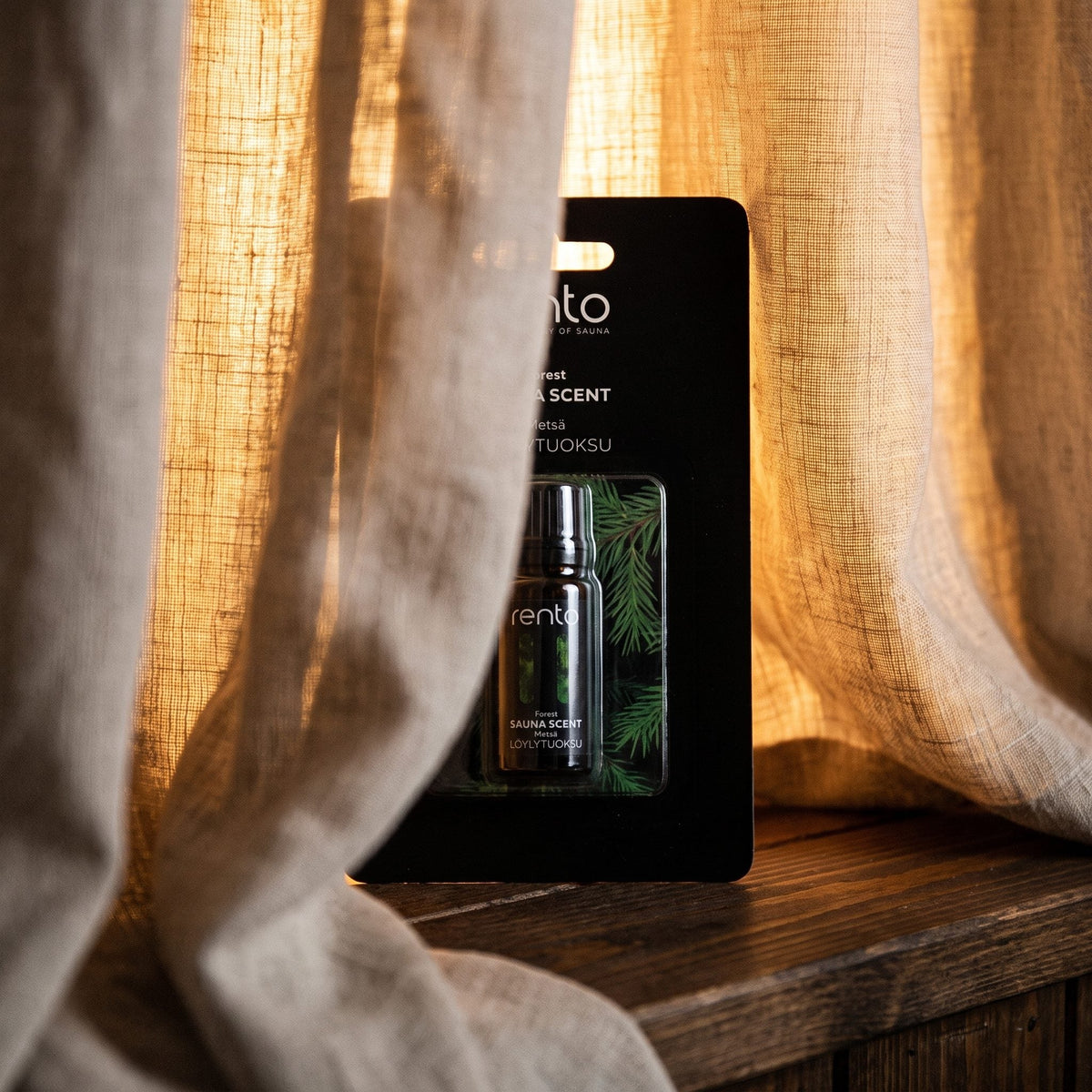 Rento Forest Sauna Scent 10ml Concentrate - lifestyle behind linen curtain