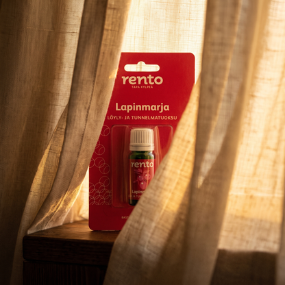Rento Arctic Berries Sauna Scent 10ml Concentrate - lifestyle behind linen curtain
