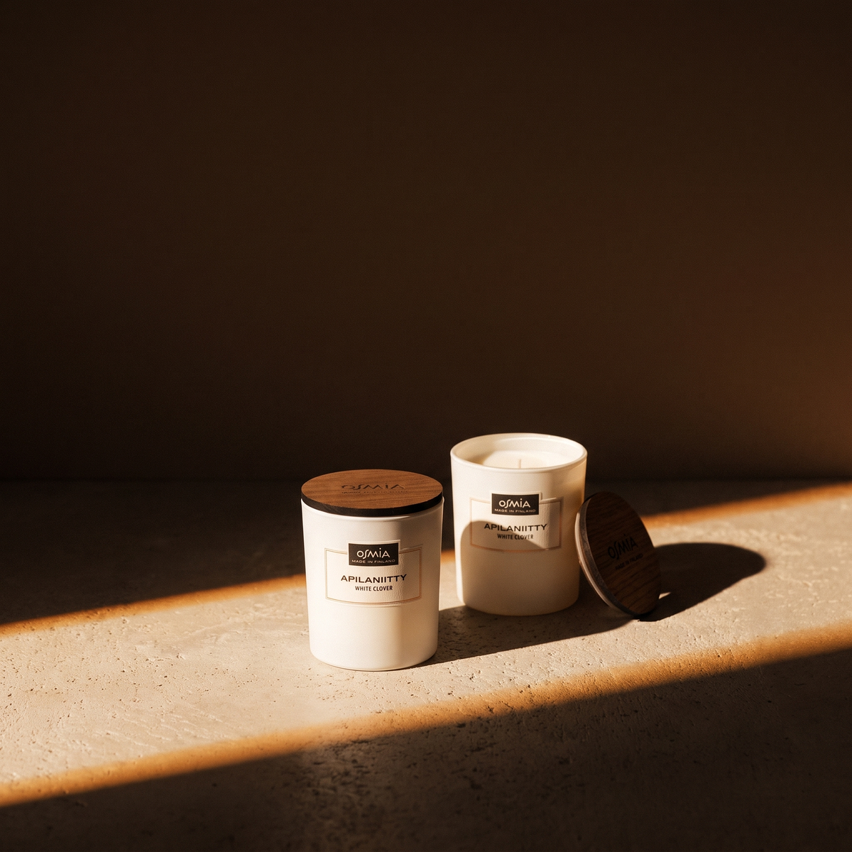 White Clover Scented Candle by Osmia - lifestyle in sunlight