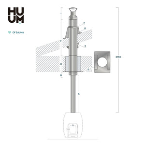 HUUM Chimney Set for Wood Burning Sauna Heater (Through the Ceiling)
