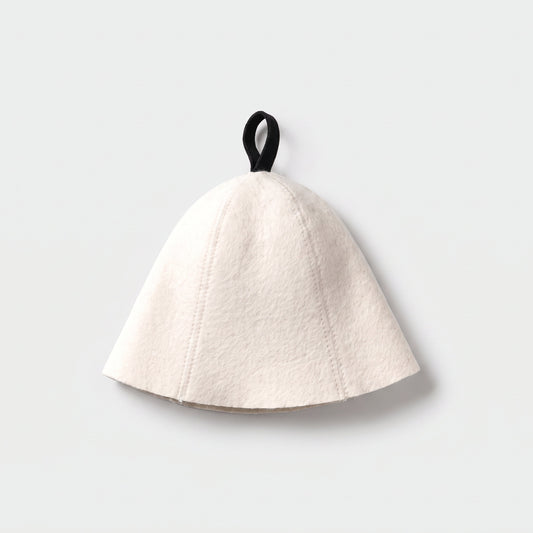 Sauna Hat White 100% Wool - flat lay