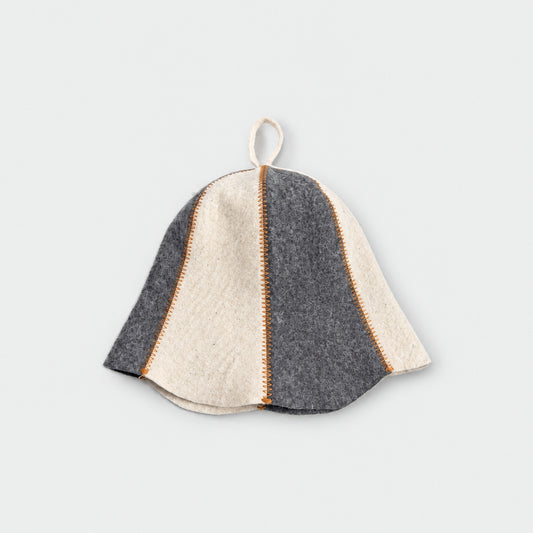 Sauna Hat COMBI Grey/White (Wool Felt) - flat lay