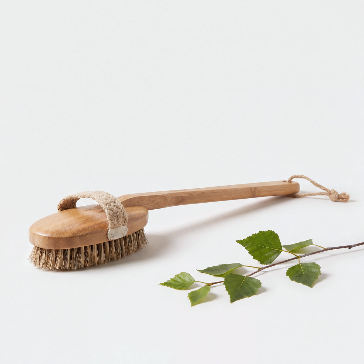Rento Exfoliating Sauna Bath Brush Bamboo & Natural Hair with birch twig