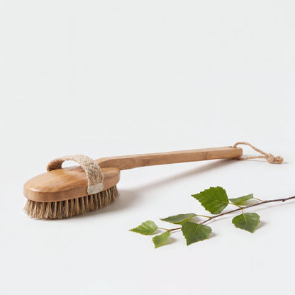 Rento Exfoliating Sauna Bath Brush Bamboo & Natural Hair with birch twig