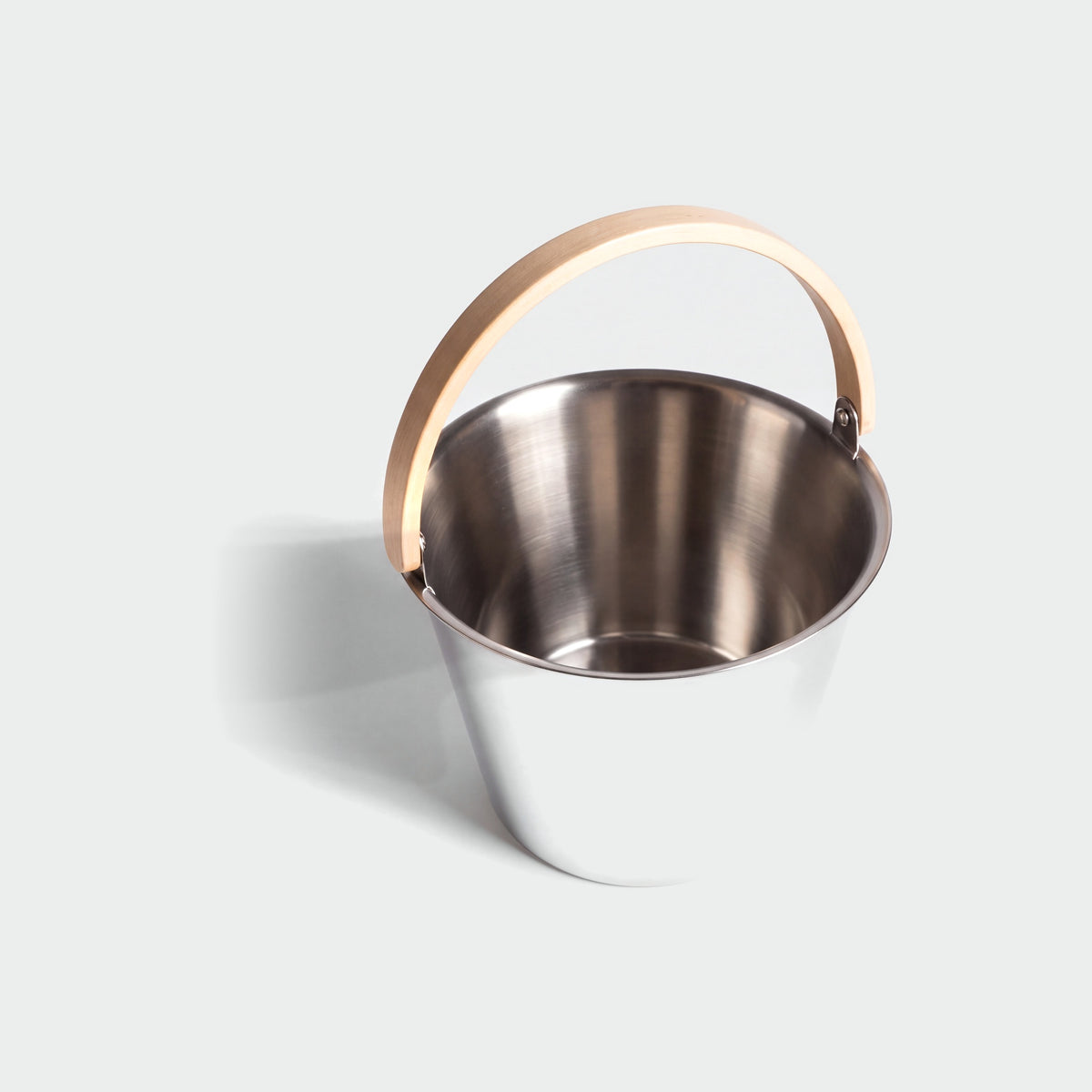 Rento x Harri Koskinen Glossy Steel Sauna Pail - interior
