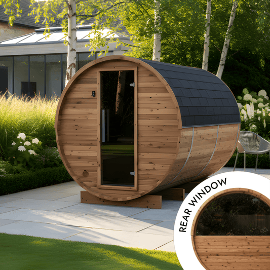 Large Wood Barrel Sauna with Window (6-8 Person)