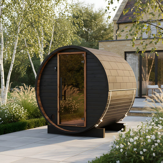 Micro Wood Barrel Sauna (2 Person) in Black