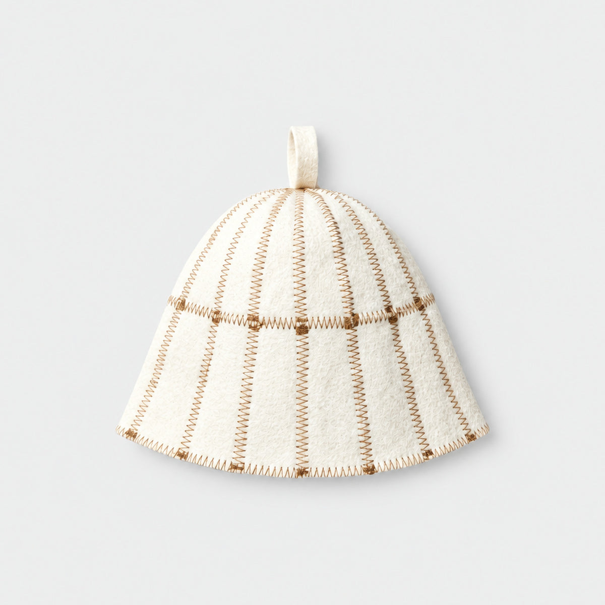 Sauna Hat Brown/White (Wool Felt) - flat lay