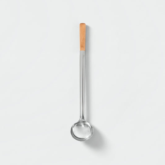 4Living Sauna Ladle Steel and Wood - flat lay