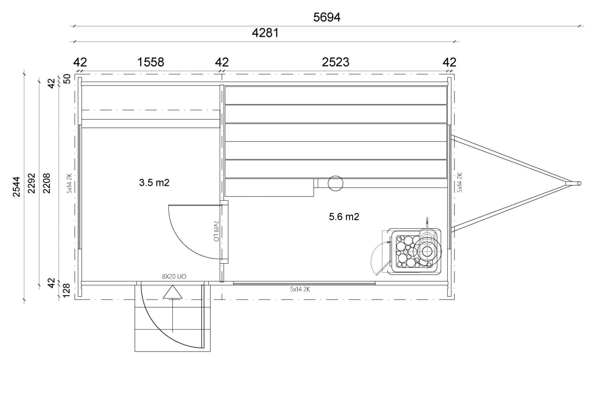 Outdoor Sauna Trailer 'Ilves' with Changing Room (4 - 5 people) by Lapelland Sauna Trailer | Finnmark Sauna