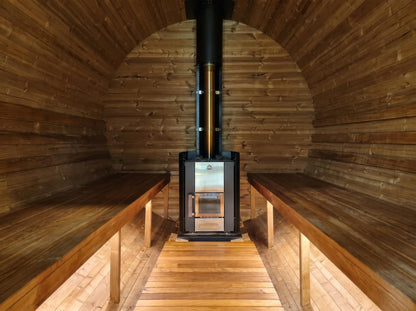 Medium Wood Barrel Sauna with Relaxation Terrace (2-4 Person)