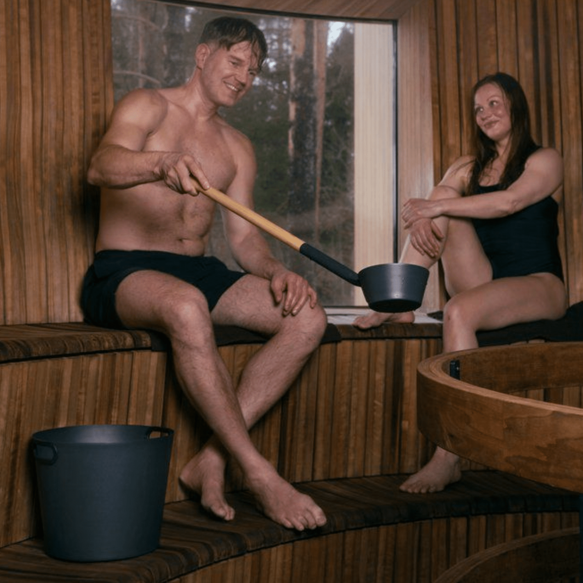 Rento Anodised Aluminium Commercial Sauna Ladle in Dark Grey (Extra Long) Sauna Buckets & Ladles | Finnmark Sauna