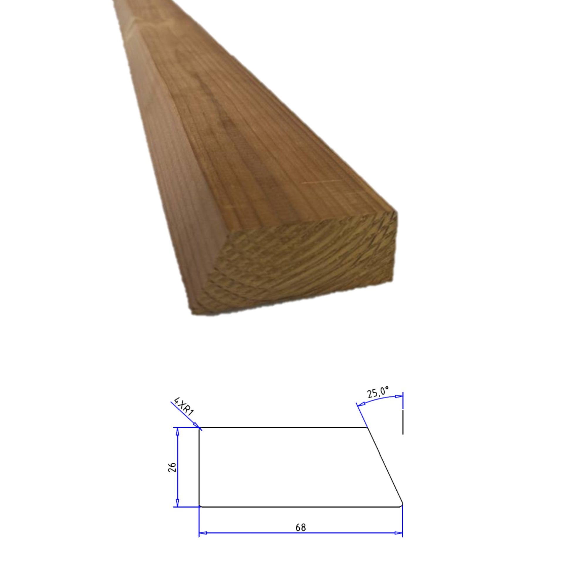 Sauna Cladding Batten - Thermo Pine 26mm Thick (Pack of 6) Battens | Finnmark Sauna