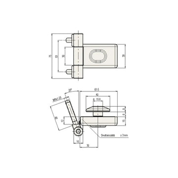 Sauna Door Hinge - Black