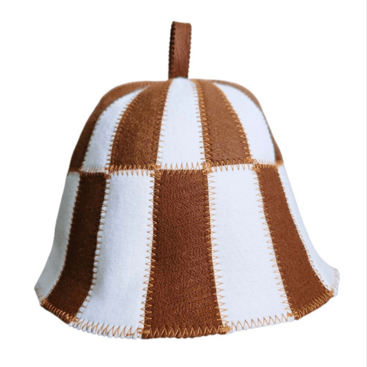 Sauna Hat Brown/White (Polyester Felt)