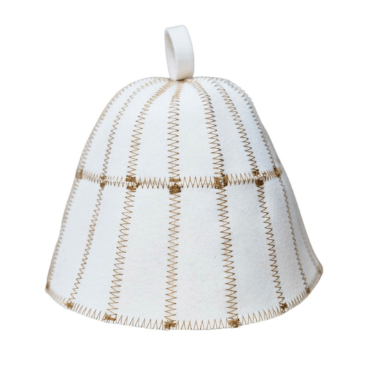 Sauna Hat Brown/White (Wool Felt)