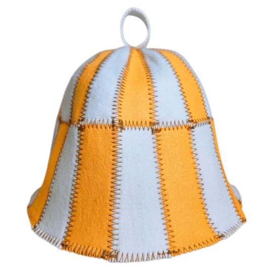 Sauna Hat Orange/White (Polyester Felt)