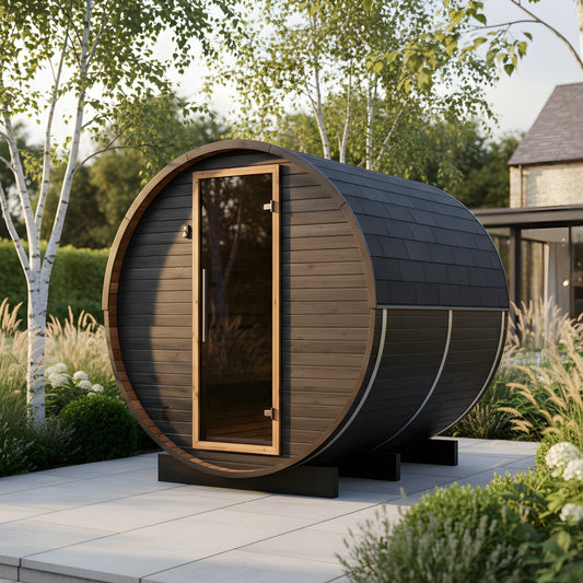 Small Wood Barrel Sauna (2-4 Person) in Black