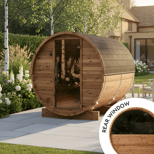 Small Wood Barrel Sauna with Window (2-4 Person)