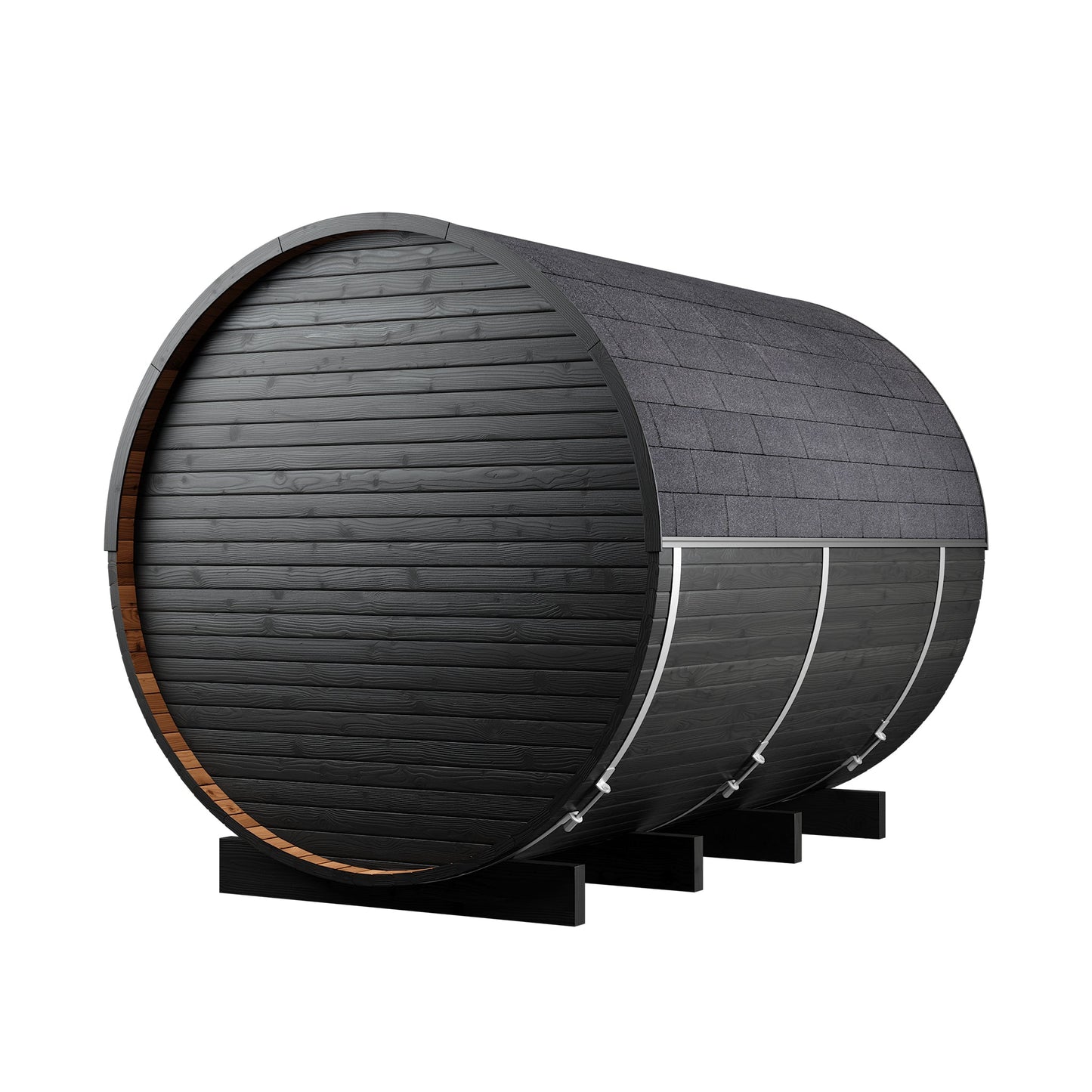 Thermo Wood Barrel Sauna - Large Black (6 - 8 Person) Barrel Sauna | Finnmark Sauna