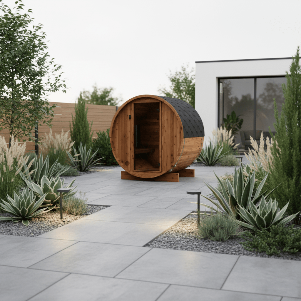 Thermo Wood Barrel Sauna - Micro (2 Person) Barrel Sauna | Finnmark Sauna