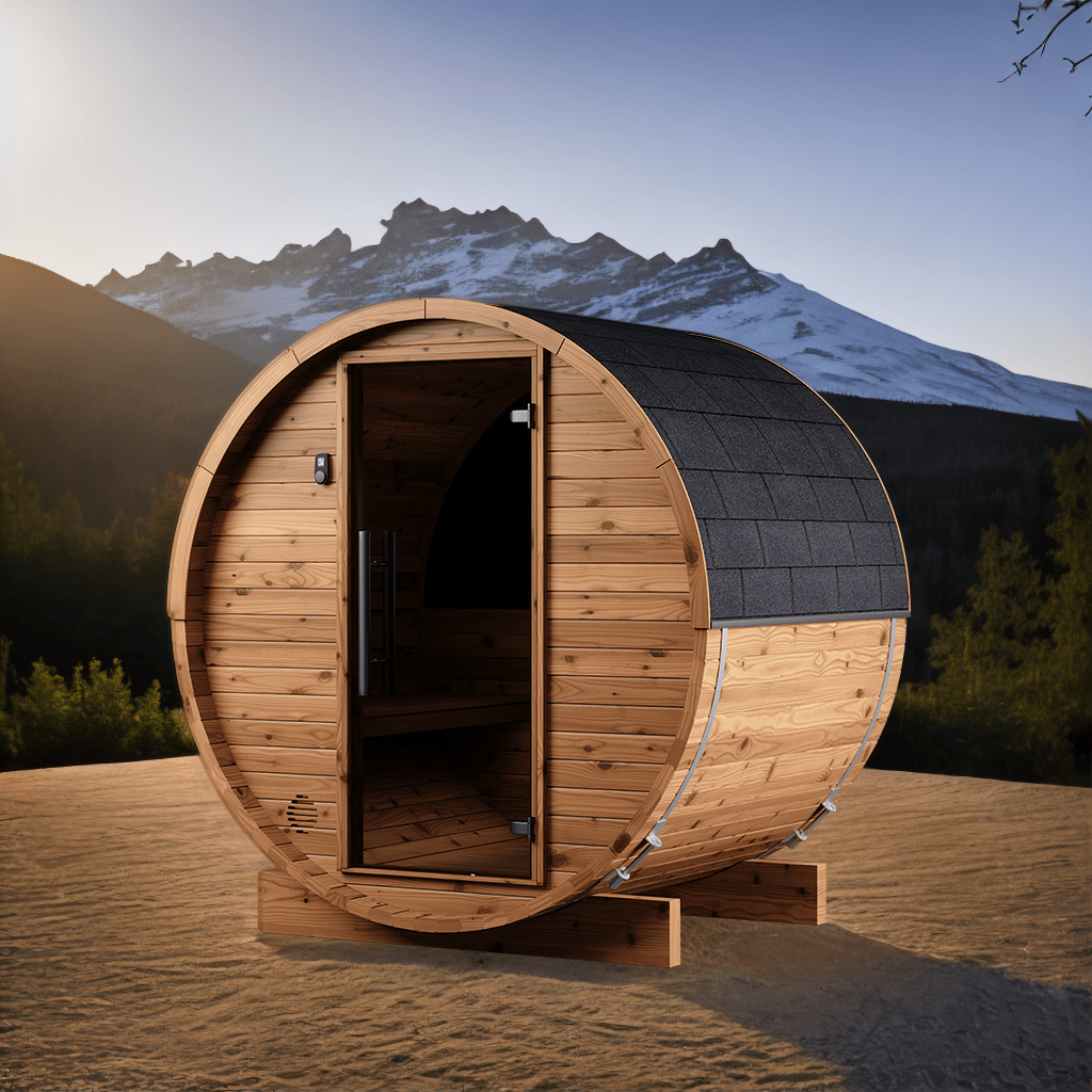 Thermo Wood Barrel Sauna - Micro (2 Person) Barrel Sauna | Finnmark Sauna