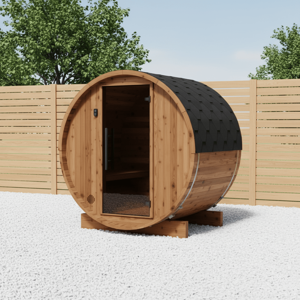Thermo Wood Barrel Sauna - Micro (2 Person) Barrel Sauna | Finnmark Sauna