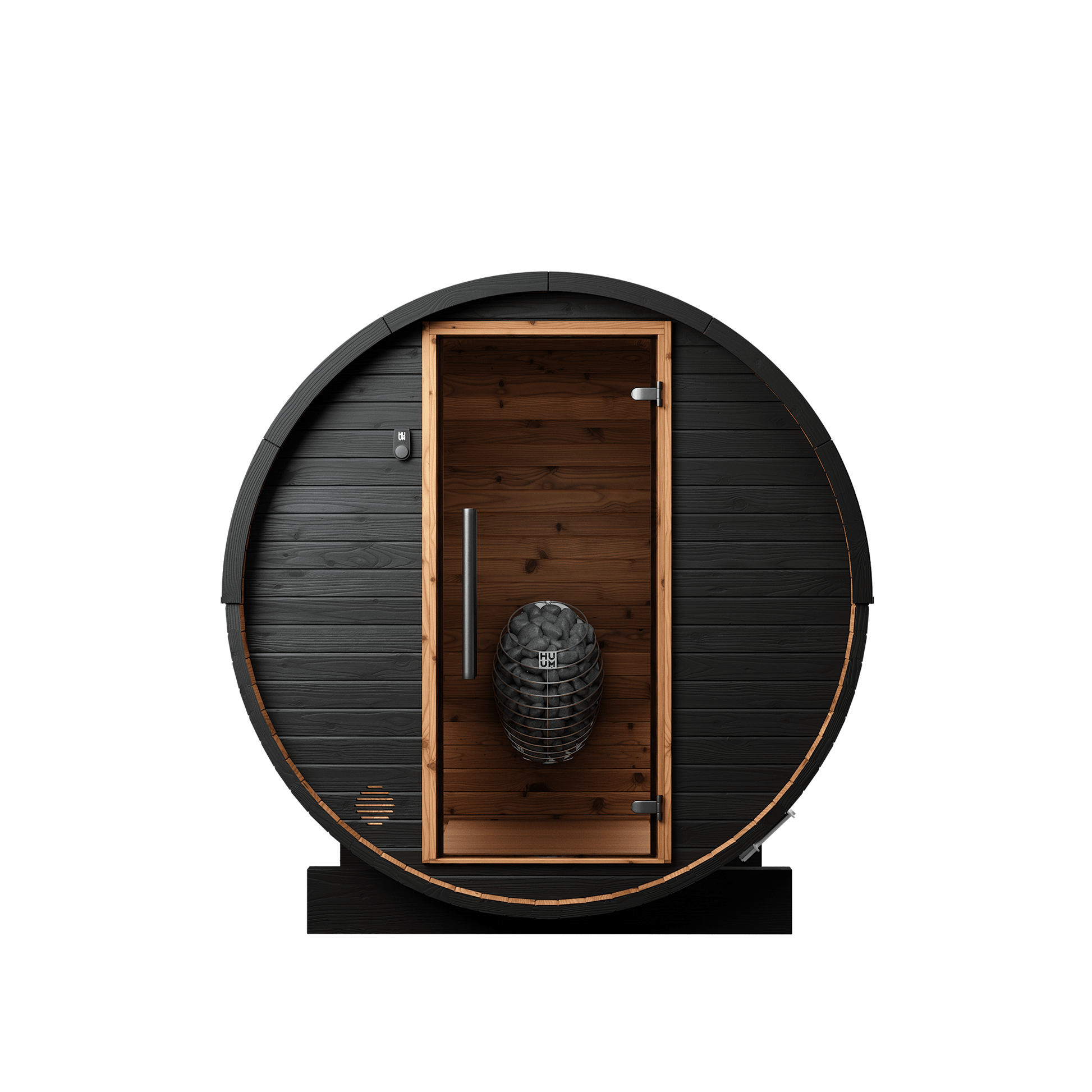 Thermo Wood Barrel Sauna - Micro Black (2 Person) Barrel Sauna | Finnmark Sauna