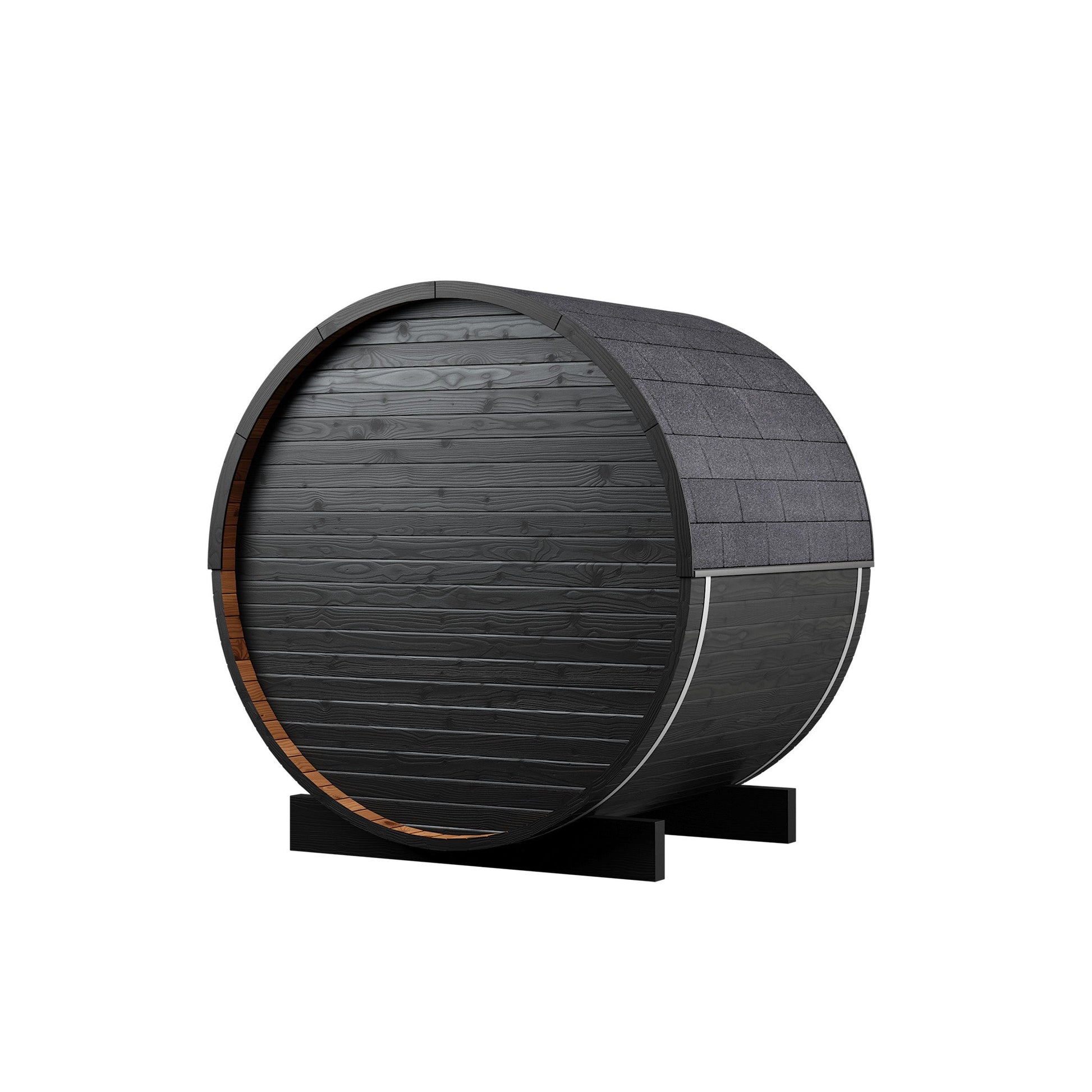 Thermo Wood Barrel Sauna - Micro Black (2 Person) Barrel Sauna | Finnmark Sauna