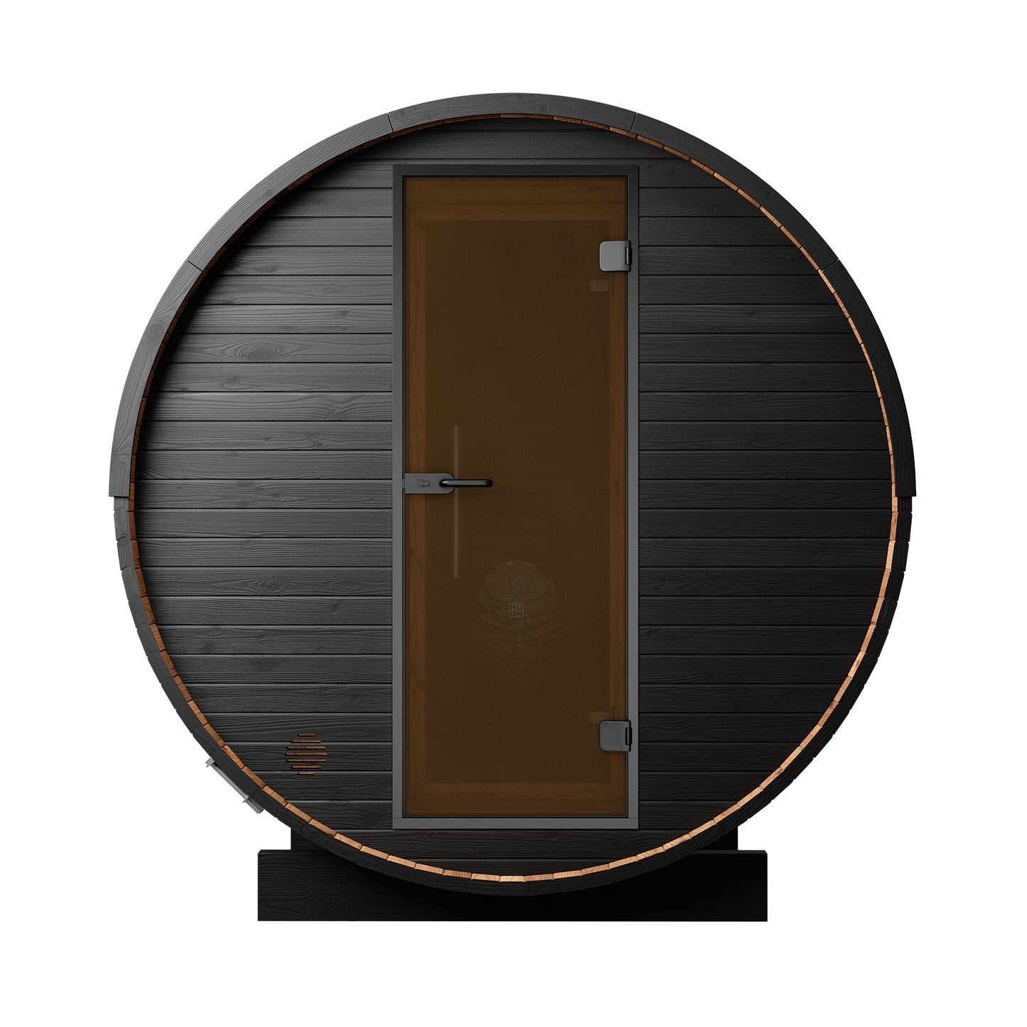 Thermo Wood Barrel Sauna - Regular with Changing Room Black (2 - 4 Person) Barrel Sauna | Finnmark Sauna