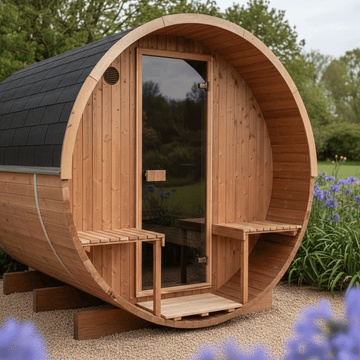 Thermo Wood Barrel Sauna - Regular with Relaxation Terrace (2-4 Person)