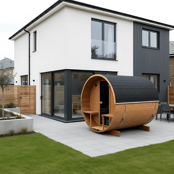 Thermo Wood Barrel Sauna - Regular with Relaxation Terrace (2-4 Person)