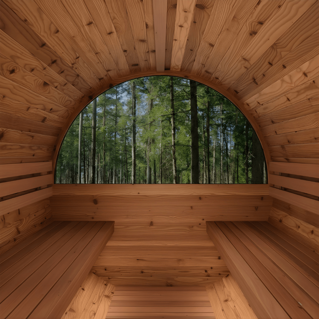 Large Wood Barrel Sauna with Window (6-8 Person)
