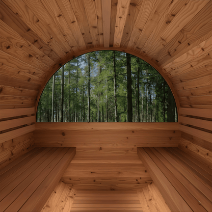 Large Wood Barrel Sauna with Window (6-8 Person)