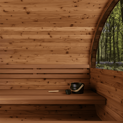 Large Wood Barrel Sauna with Window (6-8 Person)