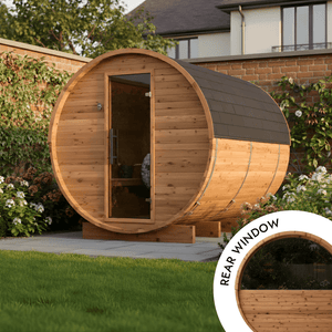 Thermo Wood Barrel Sauna with Window - Large (6-8 Person)