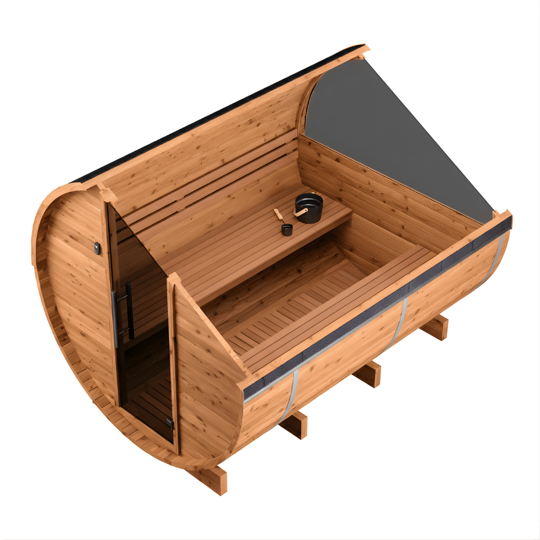 Large Wood Barrel Sauna with Window (6-8 Person)