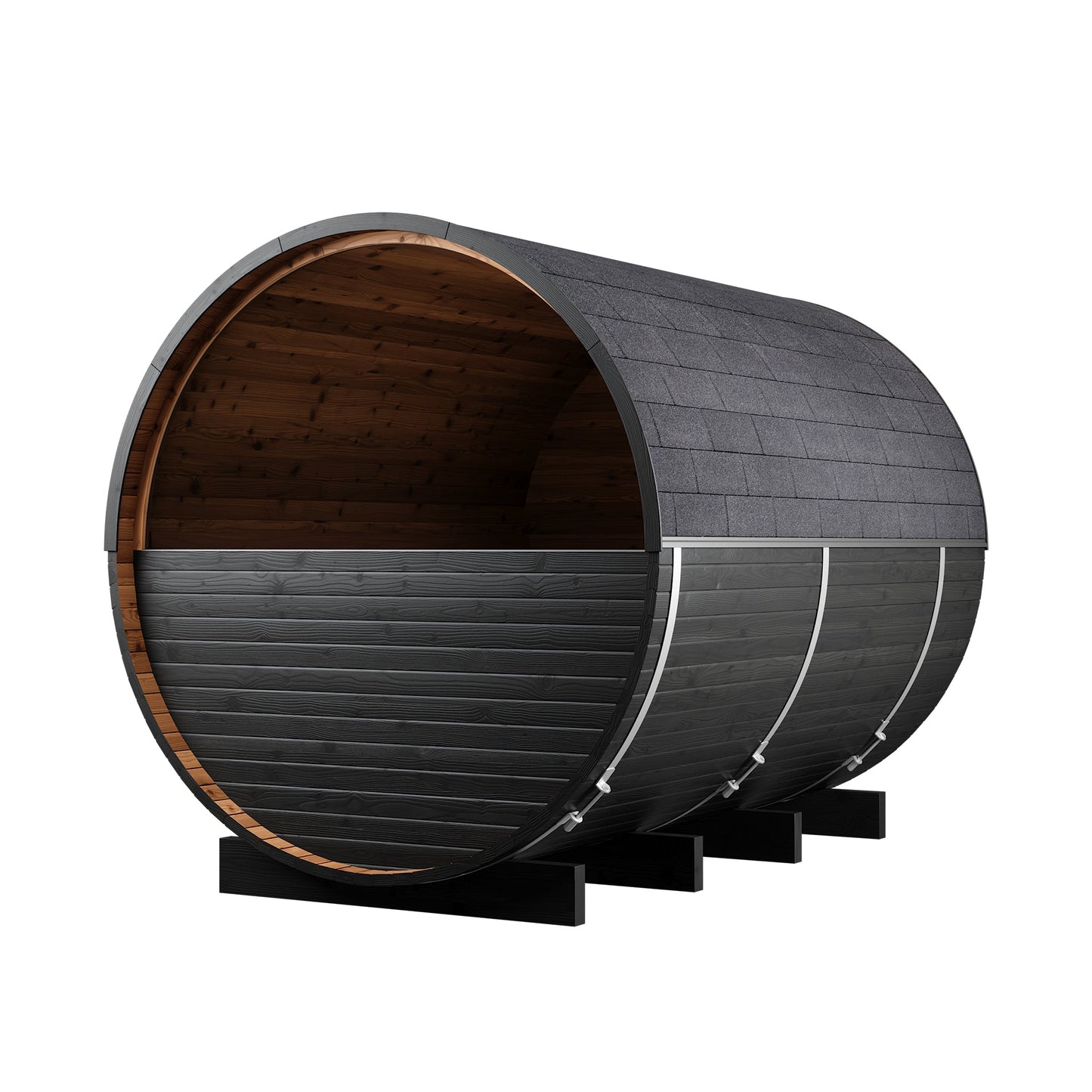 Thermo Wood Barrel Sauna with Window - Large Black (6 - 8 Person) Barrel Sauna | Finnmark Sauna