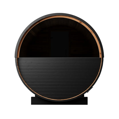 Thermo Wood Barrel Sauna with Window - Large Black (6 - 8 Person) Barrel Sauna | Finnmark Sauna