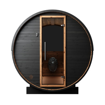 Thermo Wood Barrel Sauna with Window - Large Black (6 - 8 Person) Barrel Sauna | Finnmark Sauna