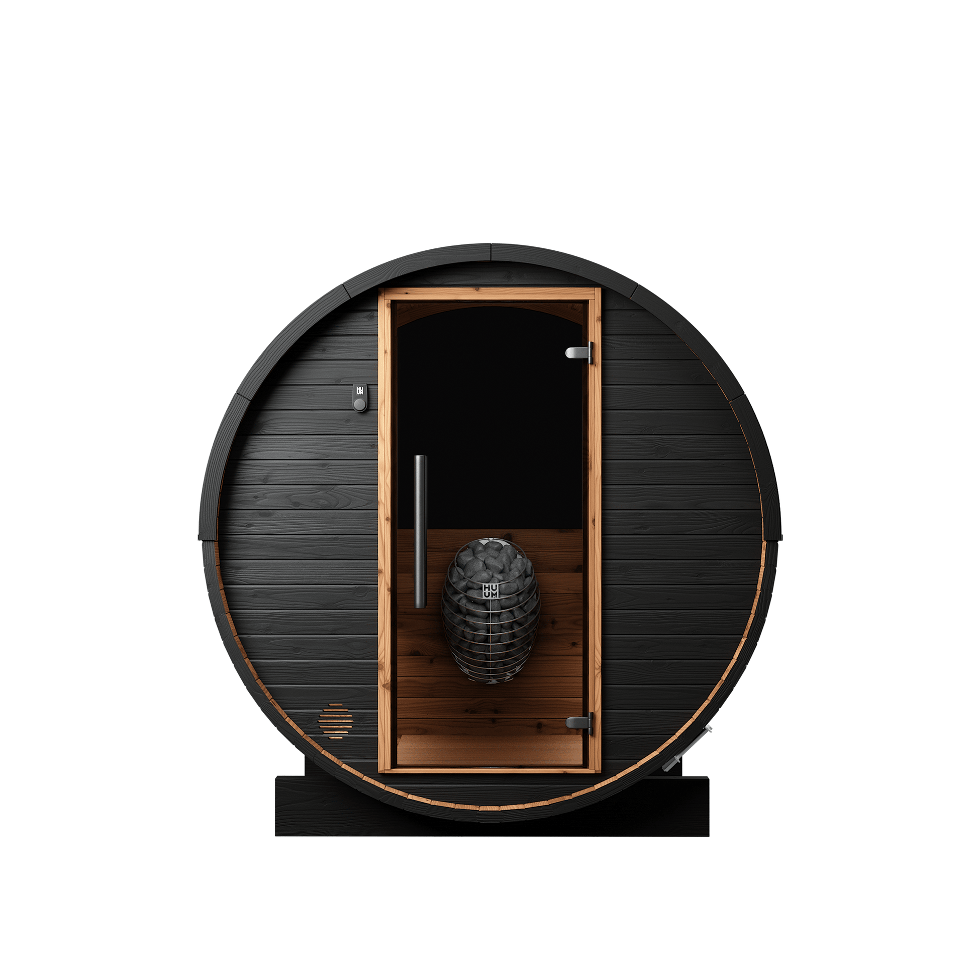 Thermo Wood Barrel Sauna with Window - Micro Black (2 Person) Barrel Sauna | Finnmark Sauna