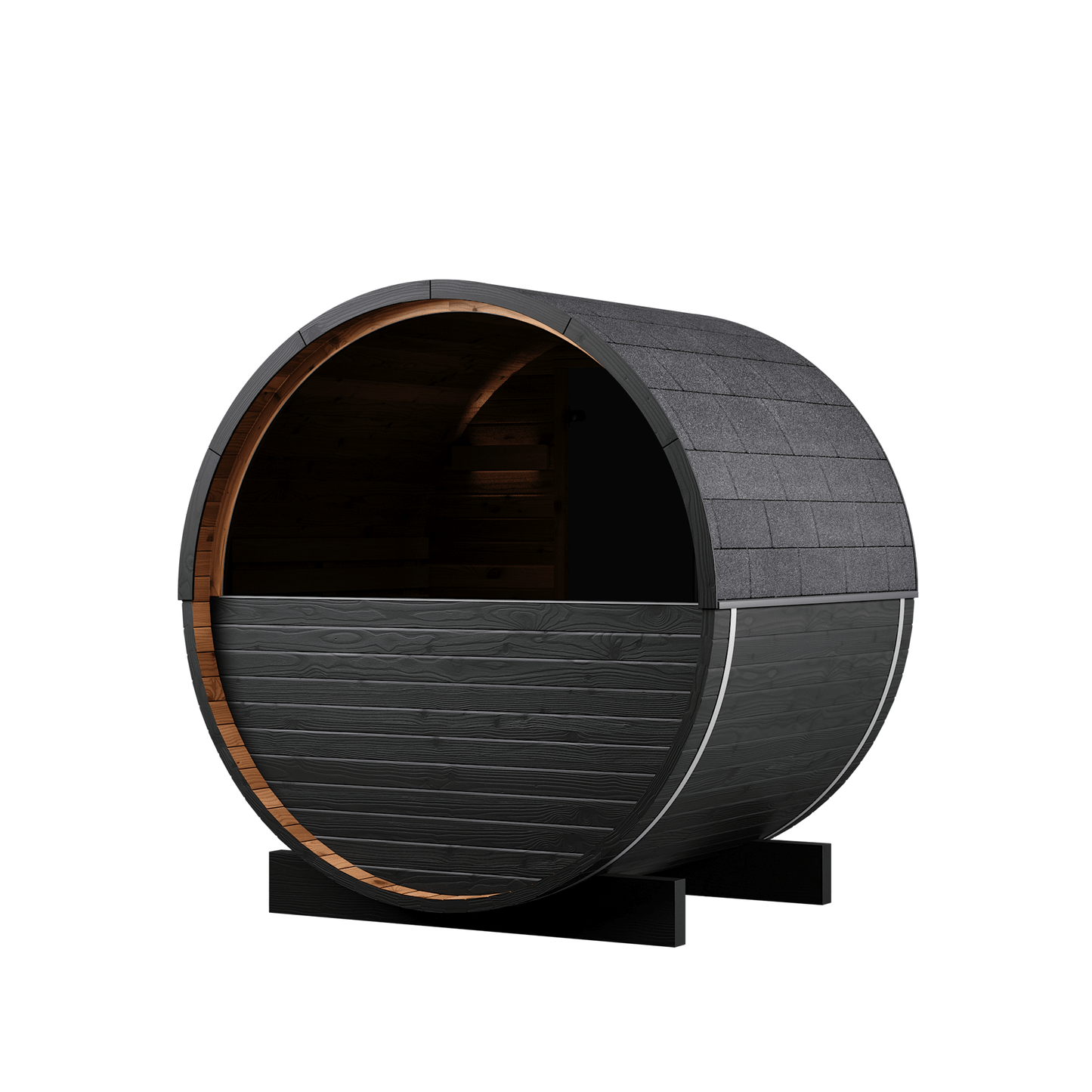 Thermo Wood Barrel Sauna with Window - Micro Black (2 Person) Barrel Sauna | Finnmark Sauna