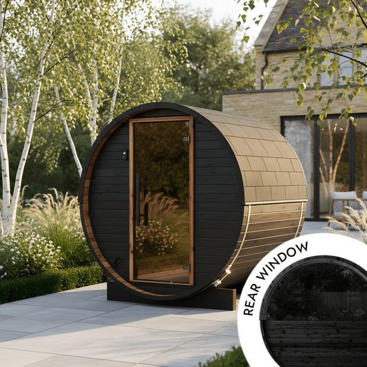 Micro Wood Barrel Sauna with Window (2 Person) in Black