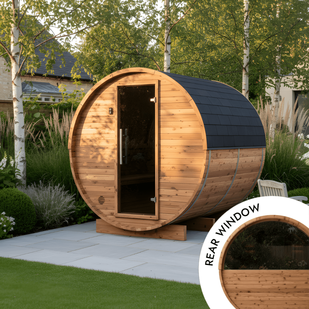 Wood Barrel Sauna with Window (4-6 Person)